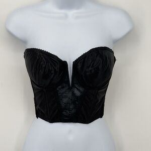 Vintage Subtract Longline Bra Size 34B‎ Black In Backless Padded Corset PROM
